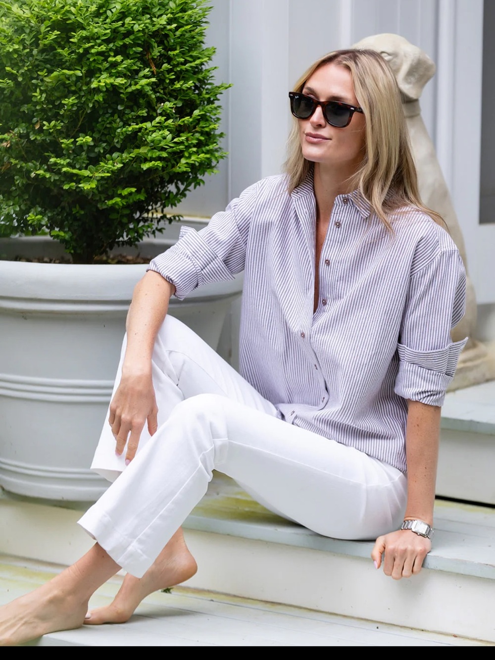 Julia Amory White Bell Pant Twill In Size S - Picture 8 of 10